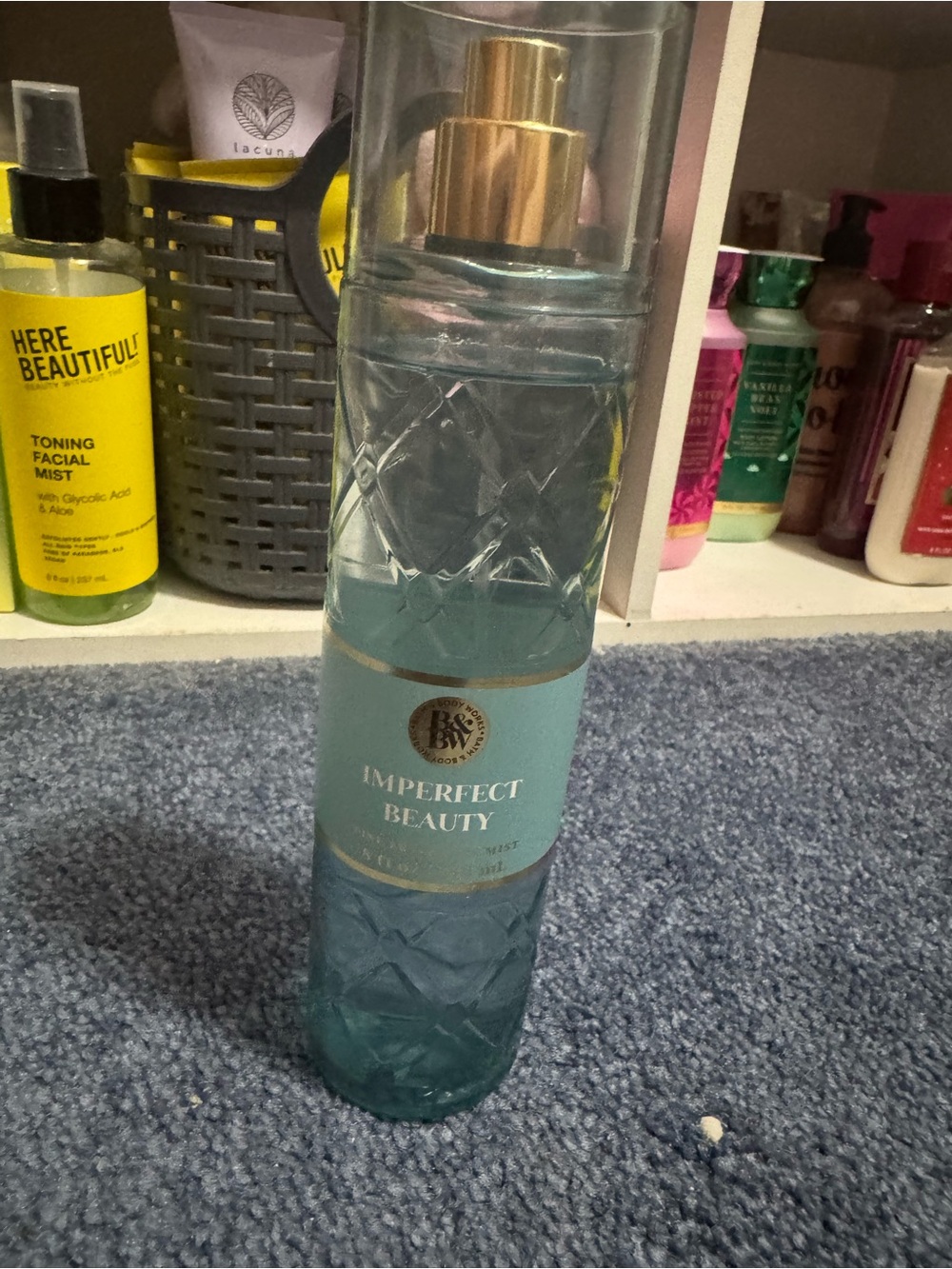 Bath & Body Works Imperfect Beauty Fragrance Mist - Teal Blue with Gold Accents